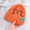 Warm Stripe Winter Embroidered Bear All-match Wool Hat Knitted Hat Korean Style Caps Women Beanies