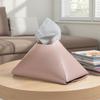 Faux Leather Tissue Holder Decorative Tissue Box Cover Pyramid Tissue Box Case Tabletop Tissue Dispenser for Dining Table Countertop Car Office