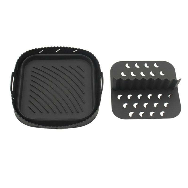 Air Fryers Divider Fryers Accessories Square Silicone Air Fryers Basket Air Fryers Inserts Silicone Liner with Divider
