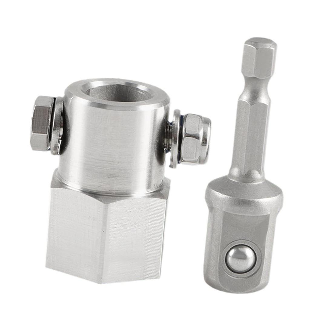 Jack Crank Handle Cordless Drill Adapter Stainless Steel Hand Crank Trailer Jack Adapter with 12in