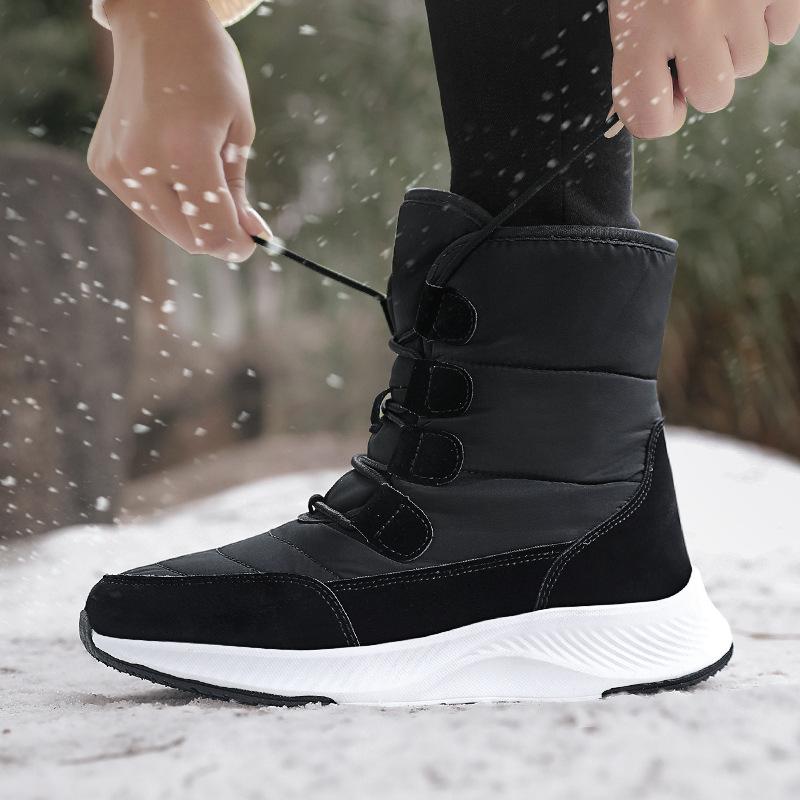 Autumn and winter new women's boots cotton boots outdoor high-top velvet warm thick-soled cotton shoes snow boots women