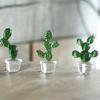 Cactus Ornaments Good Craftsmanship Decorative Glass Miniature Cactus Bonsai Figurine