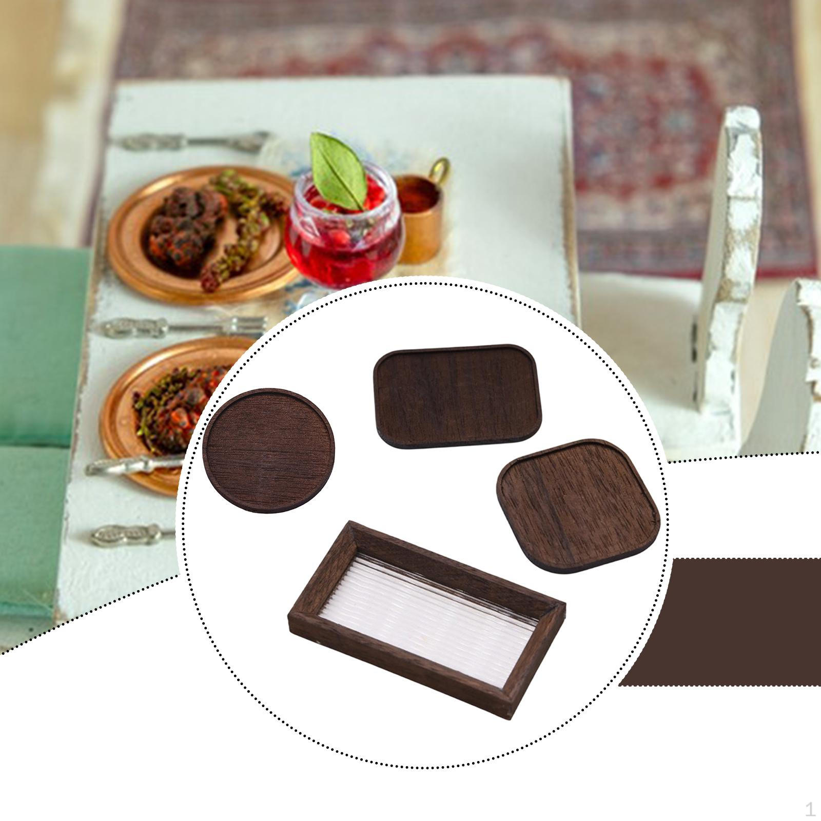 4Pcs Dollhouse Accessories Doll House Miniature Serving Trays Tableware Photo Props Mini