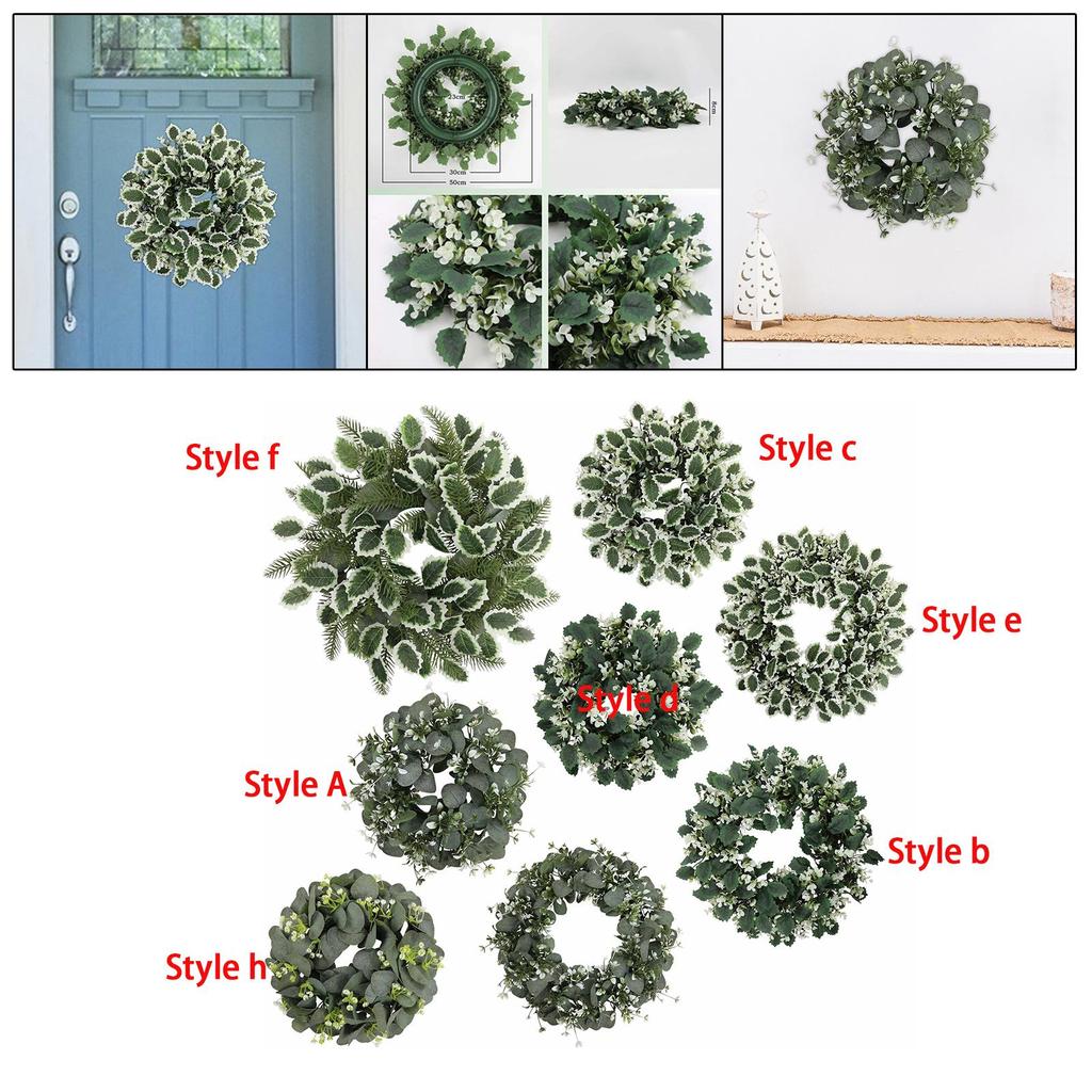 Front Door Eucalyptus Wreath Durable Home Decoration Garland Decor Fall Wreath Outdoor for Party Porch Farmhouse Window Festival