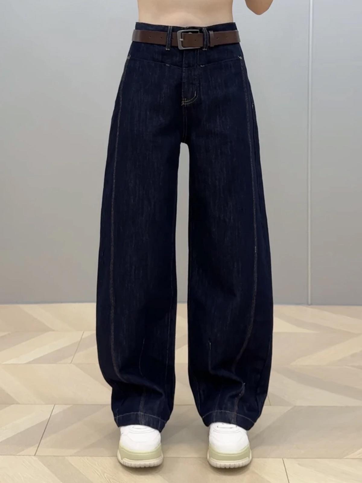 

Женские летние джинсы 2025 года, универсальные, с широкими штанинами, стройнящие Medium