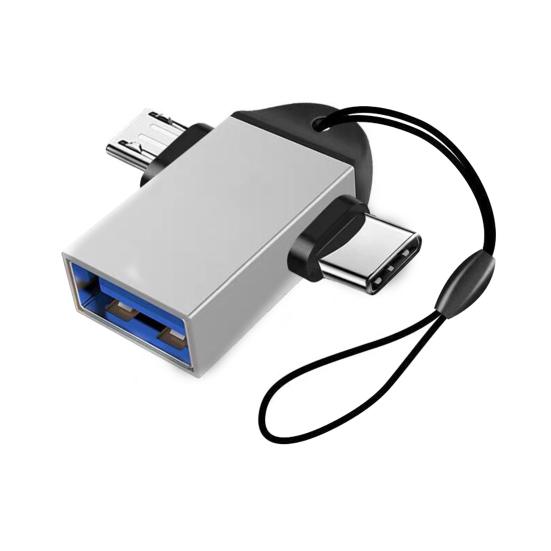 Portable 2-in-1 USB3.0 OTG Adapter Data to TYPE-C Transfer Converter for Mobile Phone