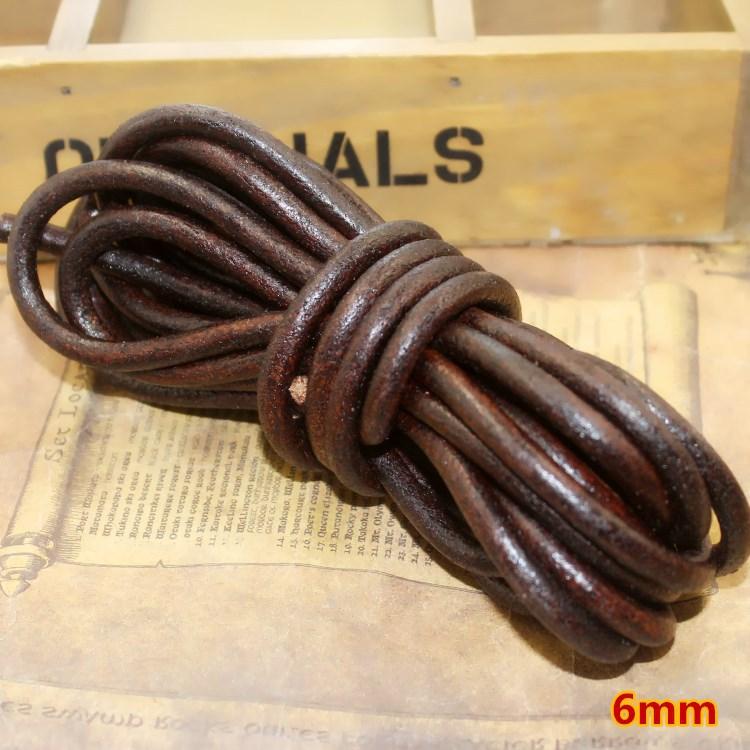 1.5 2 3 4 5 6 8 Mm Retro Brown Flat Round Genuine Cow Leather Cord for Bracelet Necklace Leather Rope String DIY Jewelry Making