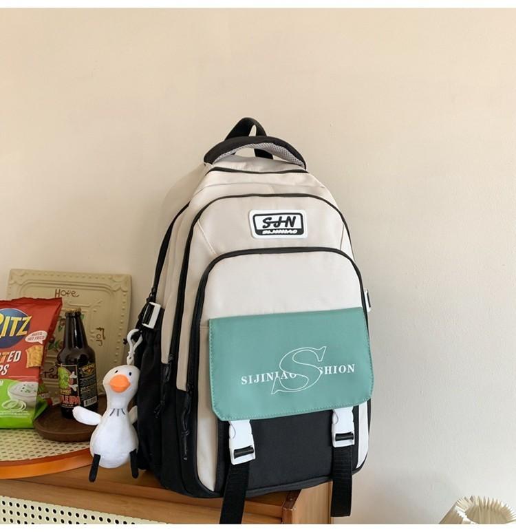 White Purple Colorful Backpack For Junior High School College Students Large Capacity Shoulder Bag