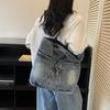 Vintage Denim Toteväska Ficka Pendlarväska