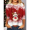 Christmas Theme Snowman 3D Print O-Neck Long Sleeve T-Shirt Fashion Women Clothing Casual Y2k Clothes Harajuku