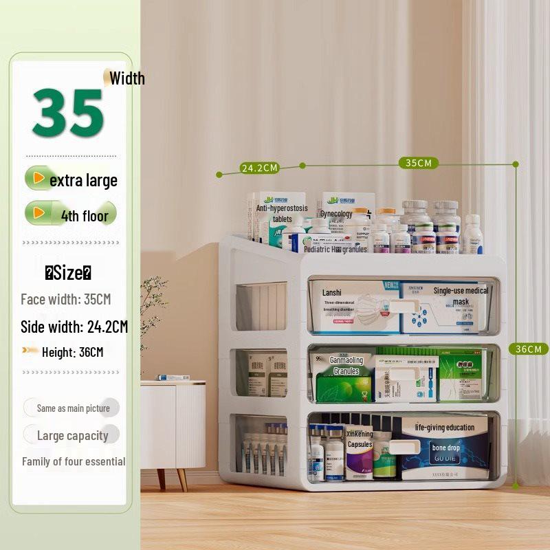 Large Capacity Family Medicine Storage Organizer Drawer Type Cabinet