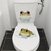 Playful Cartoon Frog Toilet Seat Sticker Waterproof Self-Adhesive Removable Decal for Bathroom WC Decoration