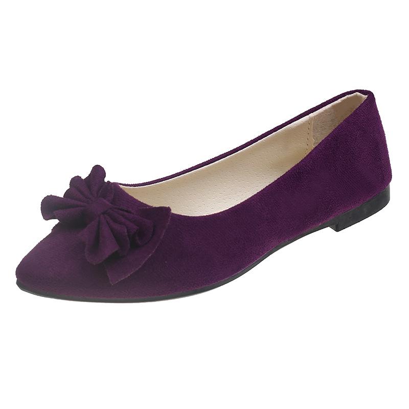 2025 Women's Solid Color Floral Pointed Flat Cloth Shoes with Embroidered Design In Large Sizes