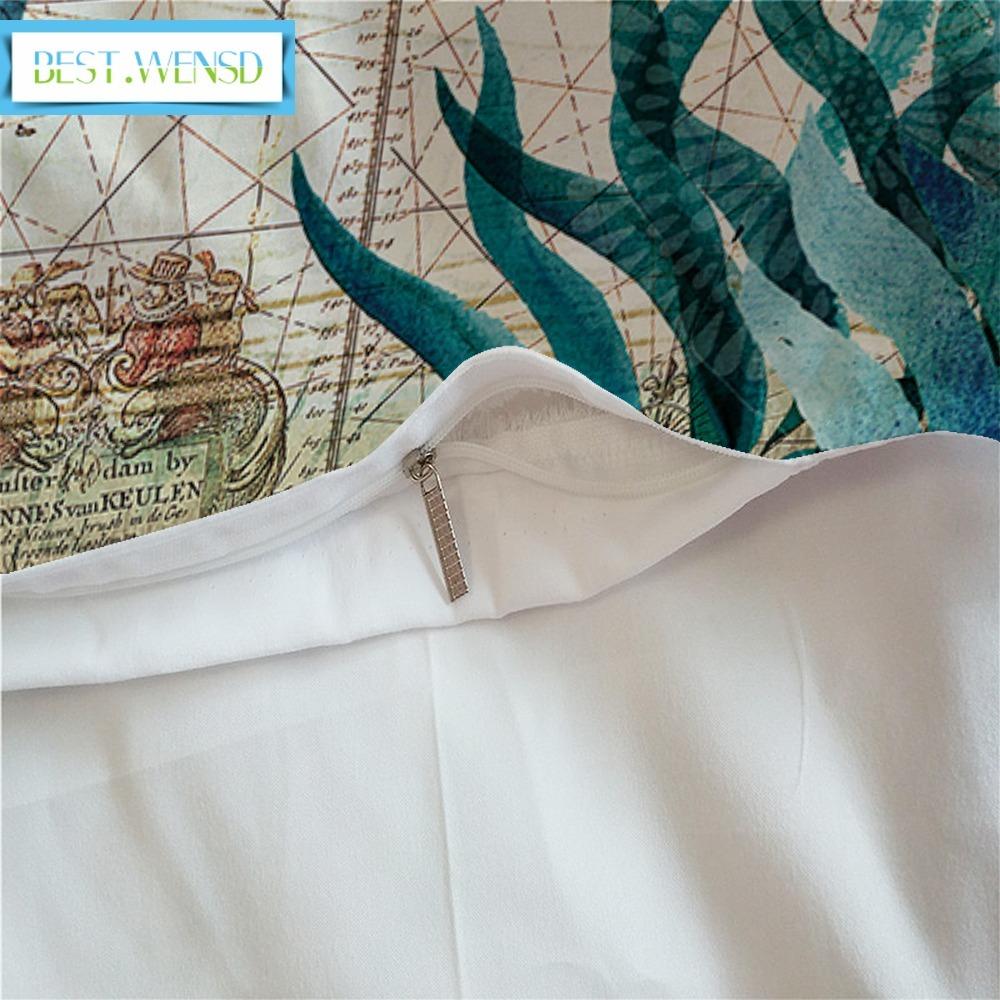 Ocean Octopus Duvet Cover SetSea Animal BeddingMediterranean Style DesignStarfishSeaweed Turtles Dolphins Comforter Cover