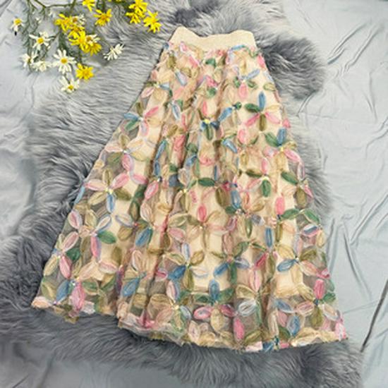 Round Versatile Three-Layer Mesh Pleated Long Skirt for Women - 6-Meter Wide Hem, 2026 Spring/Summer Collection