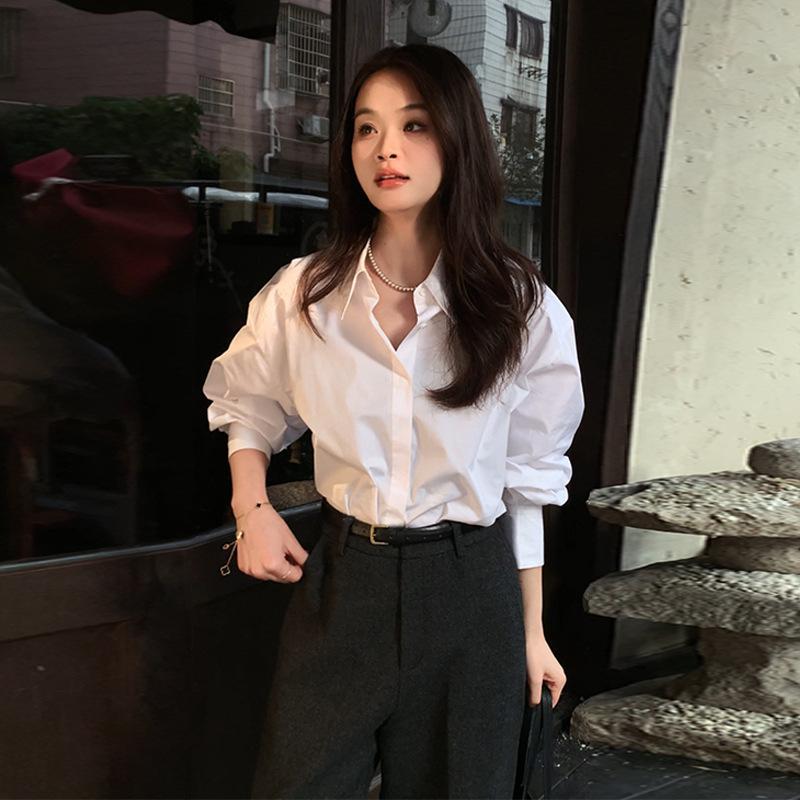 2026 French-Inspired Women s High-End Long-Sleeve White Shirt - Spring Collection XXL (140-160 jin recommended) белый