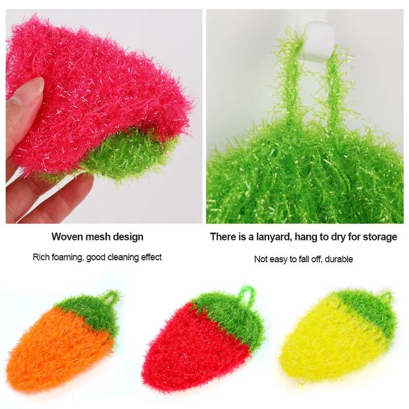 Strawberry Scrubber Sponge Kitchen Fruit Dish Cleaning Brush Dishwashing Brush Pot Pan Sponge Scouring Pads Cleaning Products