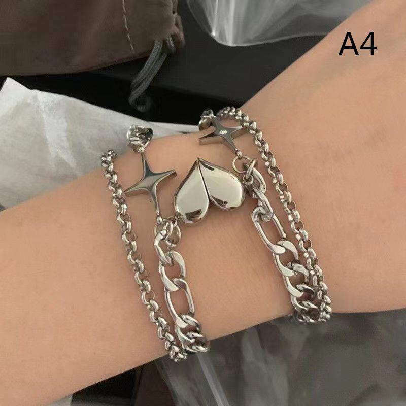 

2 шт./компл. Парные браслеты с магнитом в форме сердца для женщин и мужчин, регулируемые серебряный