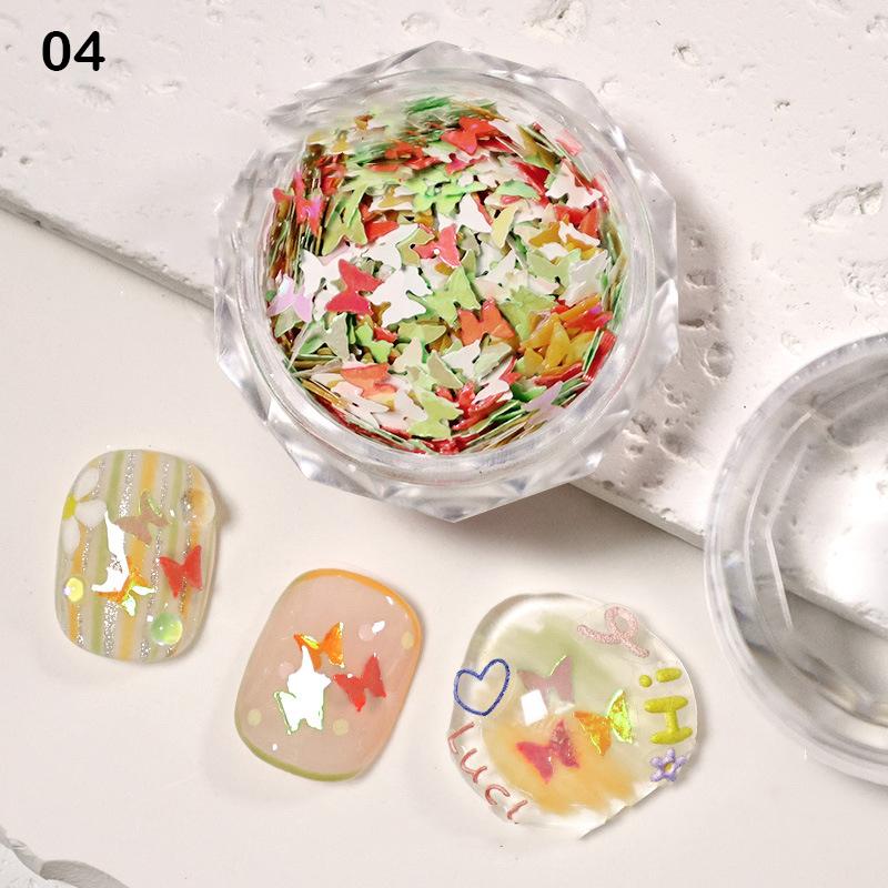 

1 банка Мини Разноцветные Мечтательные Блестки для Ногтей Бабочки Макарон Иллюзия Бабочки Декоративный Материал Аксессуары для Ногтей 4
