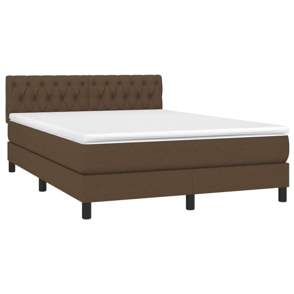 Box Spring Bed with Mattress Dark Brown 140 X 200 Cm Fabric