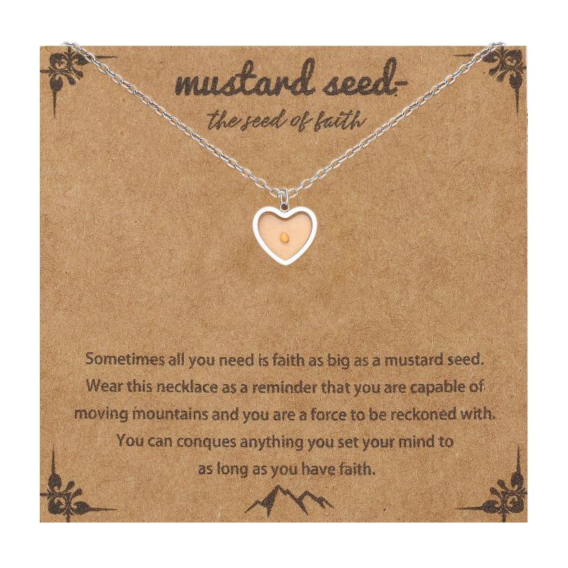 Mustard Seed Faith Pendant Necklace, Gold-Tone Stainless Steel, Silver Chain Christian Religious Jewelry Gift