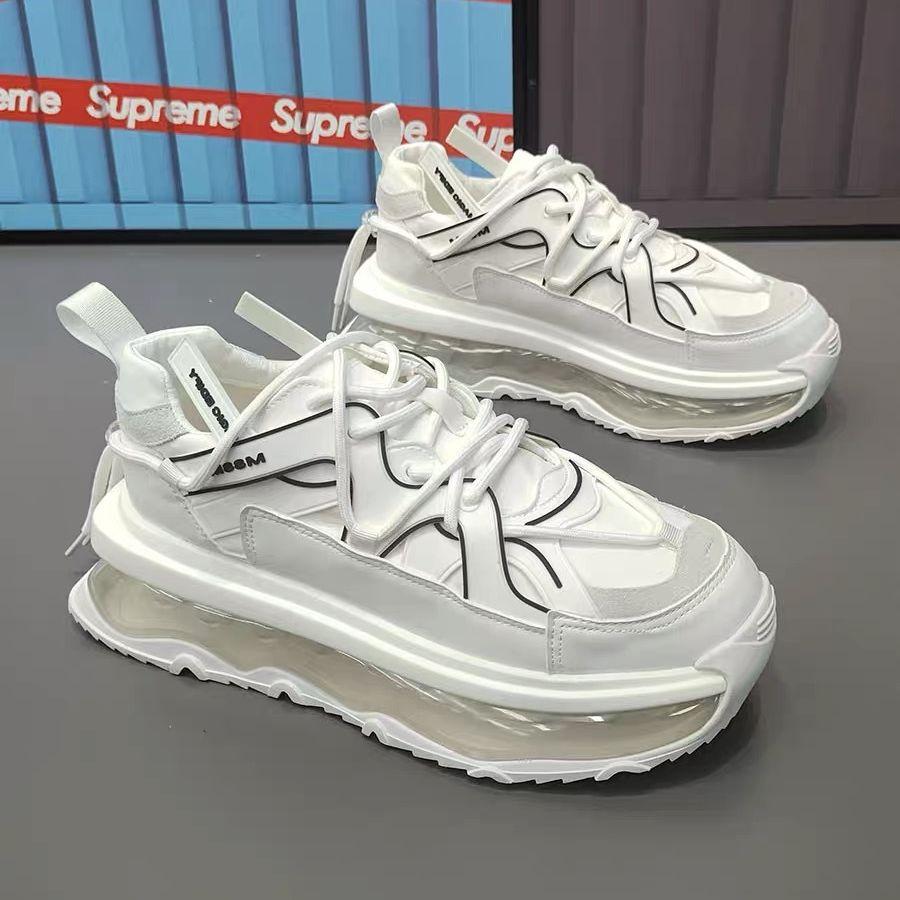 

Кроссовки мужские дизайнерские на воздушной подушке, модные повседневные кожаные/холщовые дышащие туфли на платформе с увеличенной высотой 39