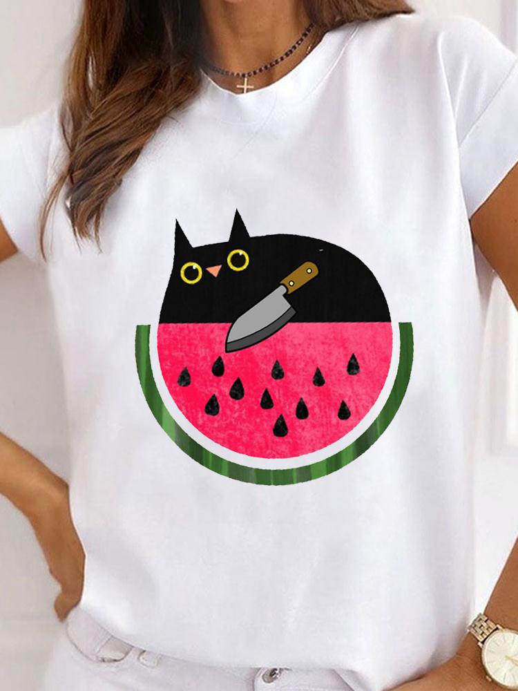 Fashion Short Sleeve Ladies 3D Print Women's T-shirts Cat Graphic Animal Pet Love Style Clothes Summer Female T-shirts
