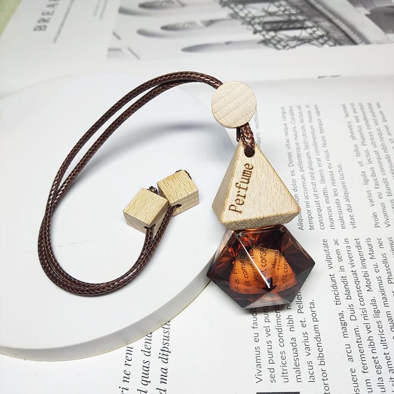 Clear Square Cap Car Perfume Bottle - Glass Pendant