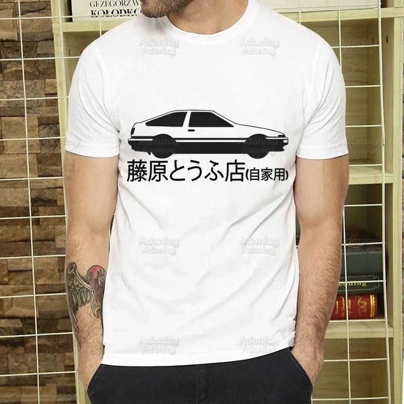 Initial D T Shirt Men Retro Washed Tops Tees Harajuku AE86 Drift Tshirt Hip Hop Male Fujiwara Tofu JDM Japanese T-shirts