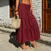 Women's High Waist A Line Maxi Skirt Loose Fit Casual Solid Color Long Boho Skirt