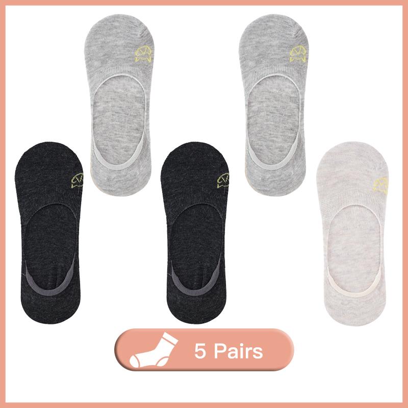 5Pairs/Lot Women Silicone Non Slip Invisible Socks Summer Solid Color Low Cut Boat Sock Female Cotton No Show Slipper Socks