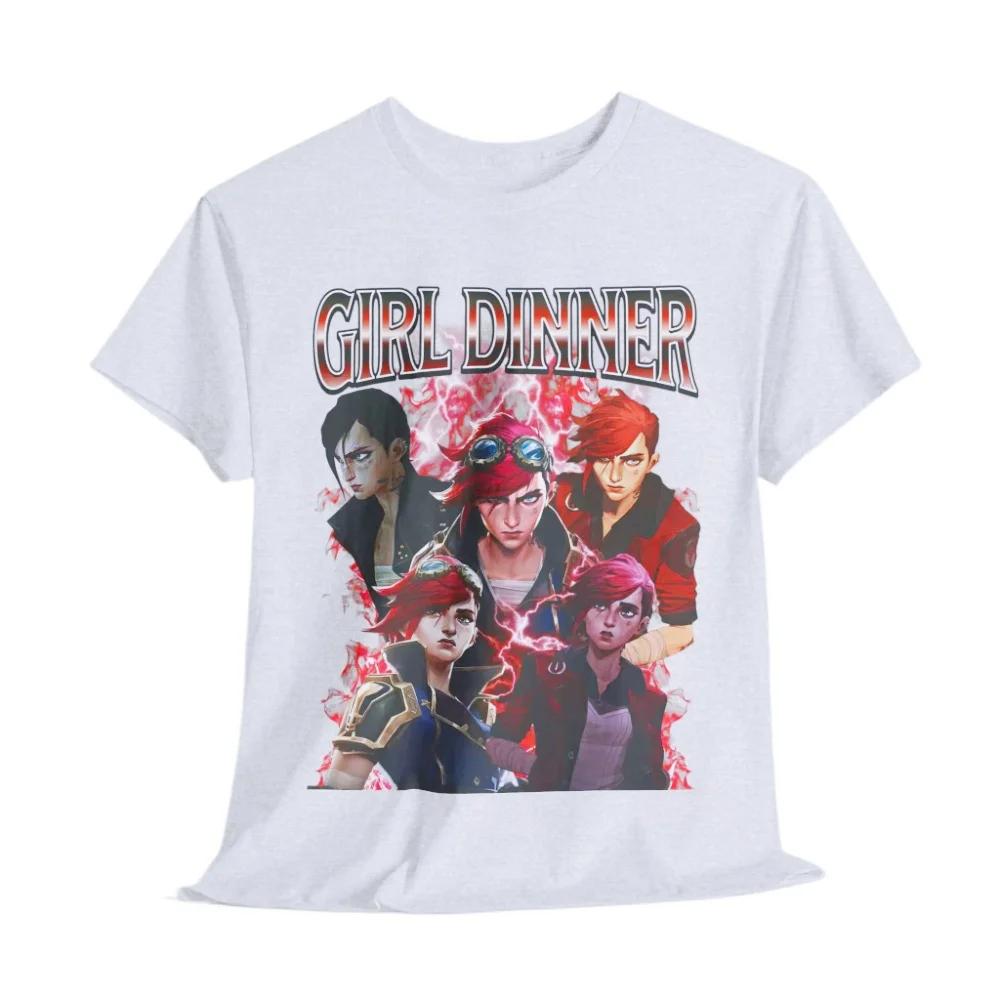 

2025 Vi Arcane футболка мужская женская винтажная уличная одежда League of Legends рубашка аниме одежда Fanmerch Lol Merchandise хлопковая футболка XXXL