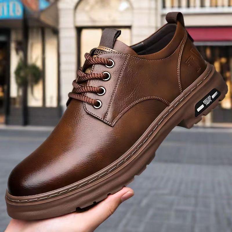 Leather shoes new casual shoes British style big head lace-up leather shoes casual shoes