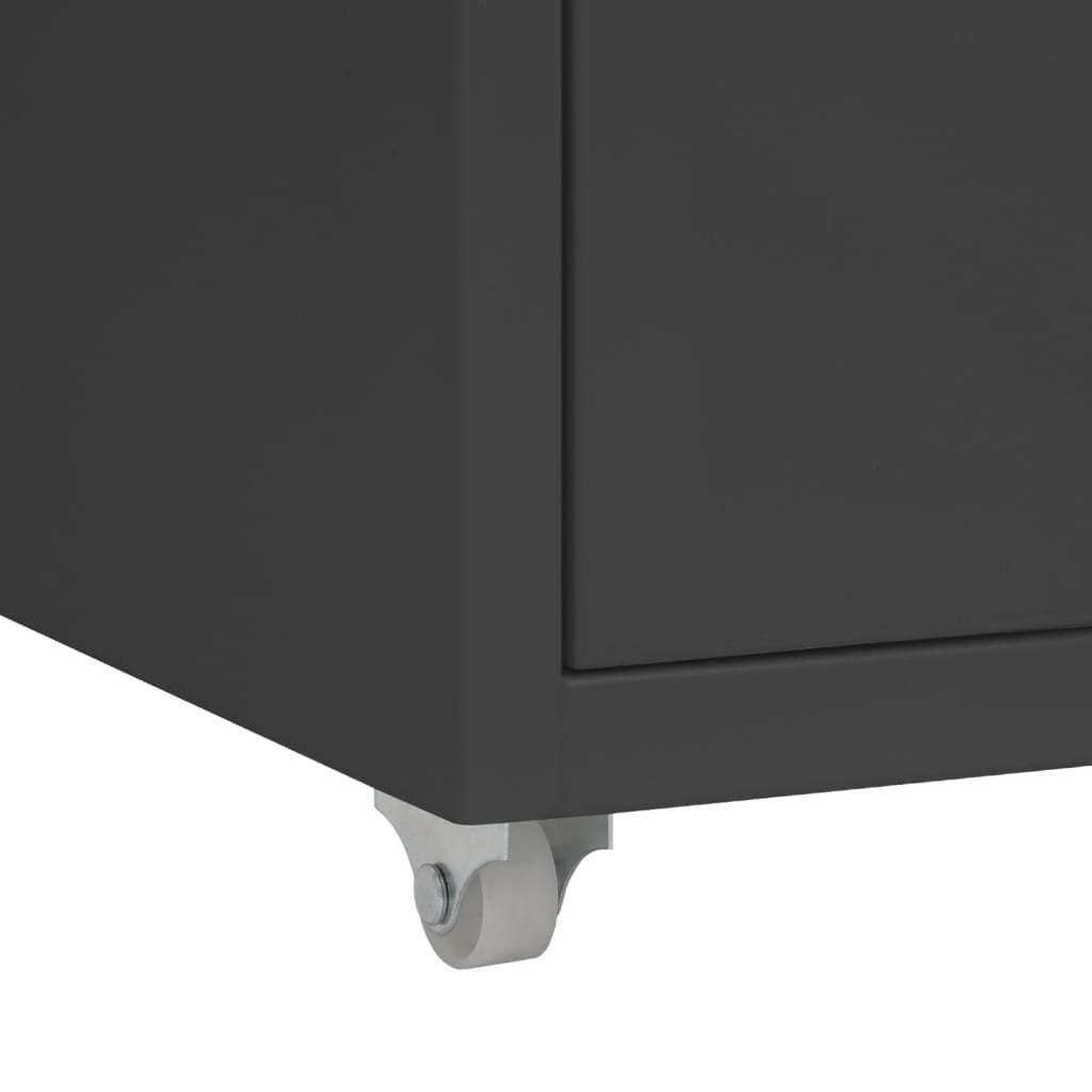 Aktenschrank mit Rollen Anthrazit 28 x 41 x 69 cm Metall