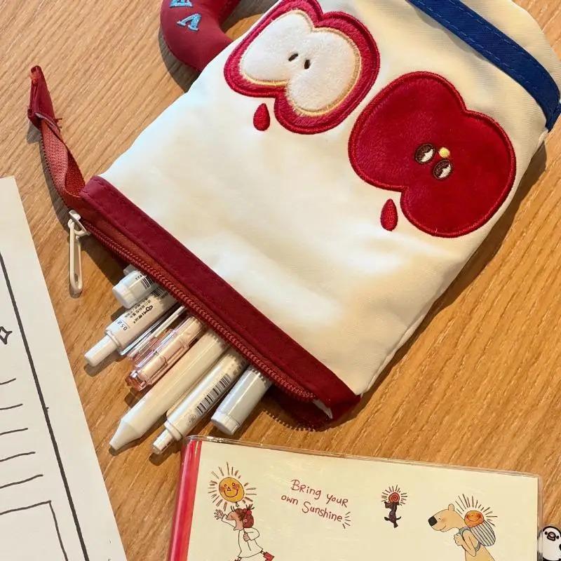 1Pc Creative Vertical Teacup Pencil Case Student Large Capacity Stationery Storage Bag Handheld Portable Pen Pouch Organizer