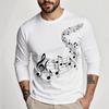 Spring and Autumn Men's Long Sleeve Round Neck T-shirt Musical Note Print Comfortable All-match Men's Thin Top
