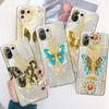 Złoty motyl kwiat kwiatowy przezroczysty futerał do Xiaomi Poco X3 Nfc X3pro M3 F1 F3 dla Mi 11 12 13 11x 12x Pro 11 10 Lite 11t 10t