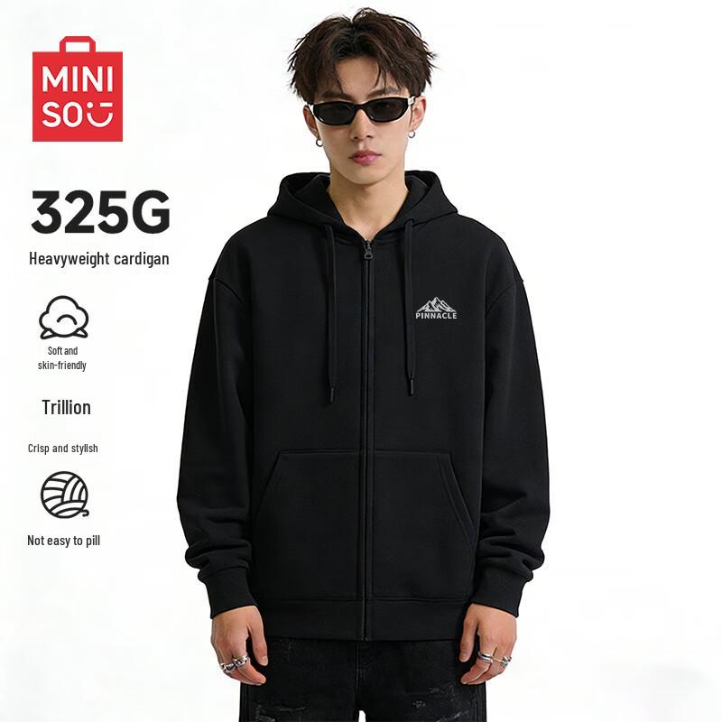 MINISO Men s American Heavyweight Hooded Cardigan Sweatshirt M