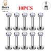 10/50PCS G23 Titanium Piercing Labret Lip Studs 16G CZ Internally Threaded Stud Earring Lip Ring Tragus Cartilage Helix Jewelry
