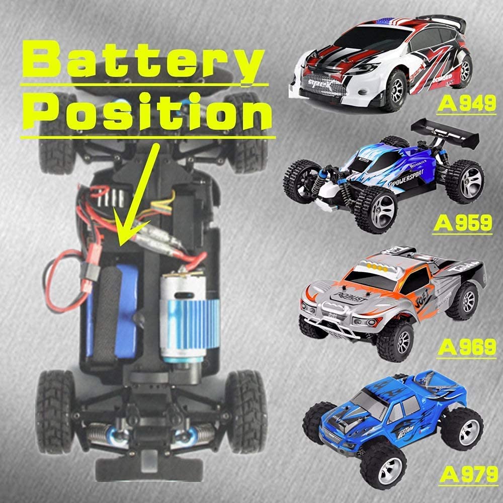 Rechargeable LiPo Batteries 7.4V 1100mAh – Set of 2 | Compatible with WLtoys A949, A959, A969, A979, V912 | 56x28x24mm – 73g, Blue