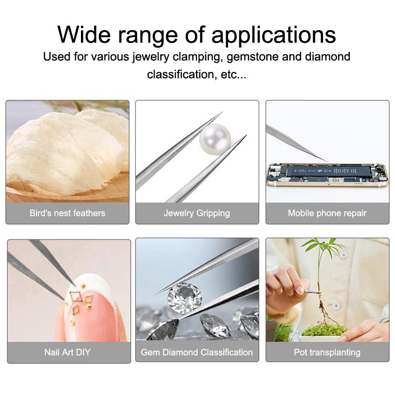 Adjustable Self Clamping Tweezers Jewelry Making Tool Slide Lock Stainless Steel Tweezers Electronic Component Repair Tools