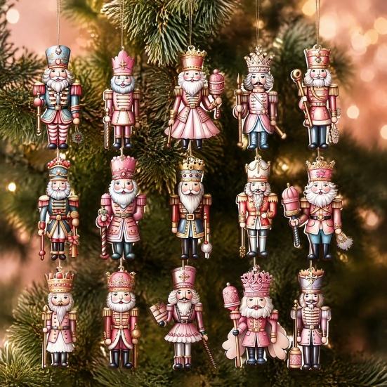 Holiday Atmosphere Decorations for Shop Christmas Nutcracker Ornaments Tree, Wooden Soldier Tree Hanging Lightweight Flat Decoration, 2D Pendants Xmas