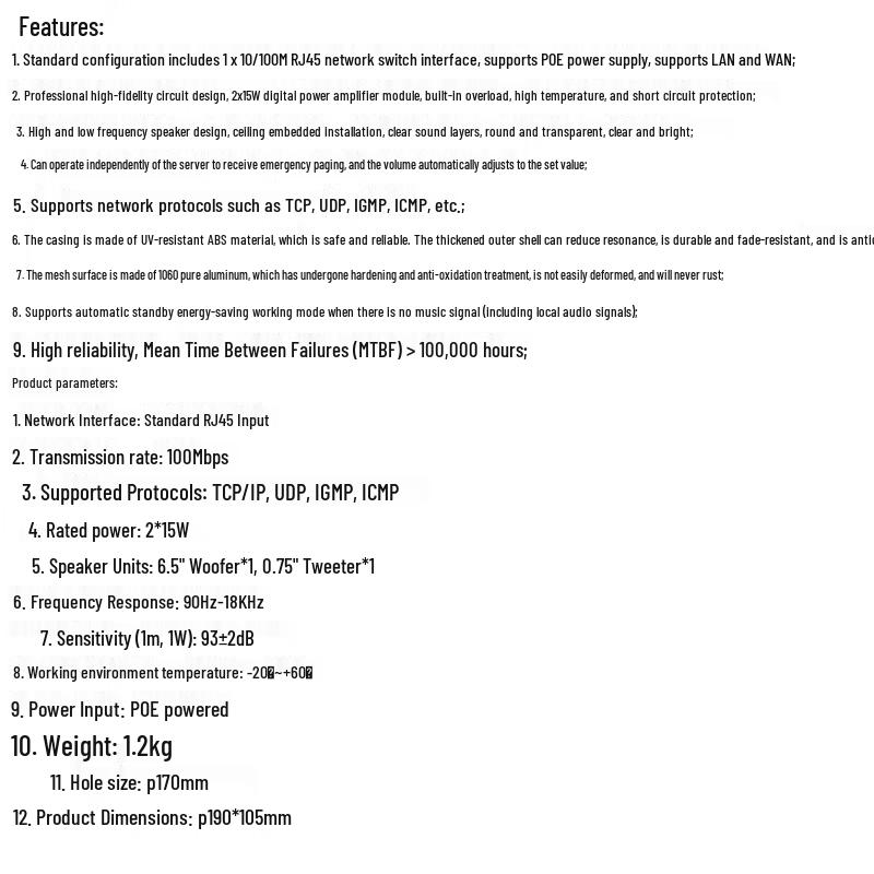 MIKEGOLS POE SIP Conference Ceiling Speaker CN Plug (adapter Included)