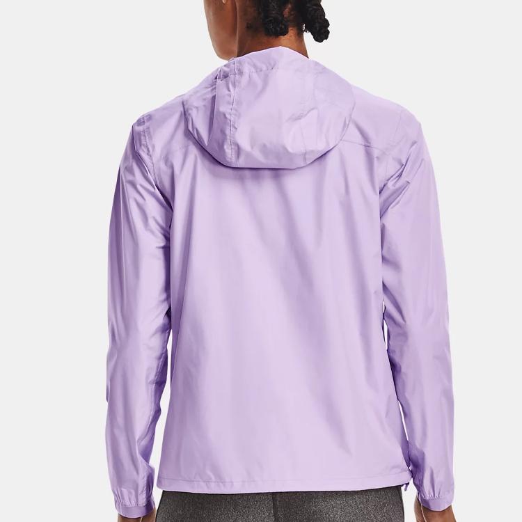 Under Armour Solid Color Logo Print Zip-Up Hooded Jacket Women Outerwear Nebula-Purple 1374645-515
