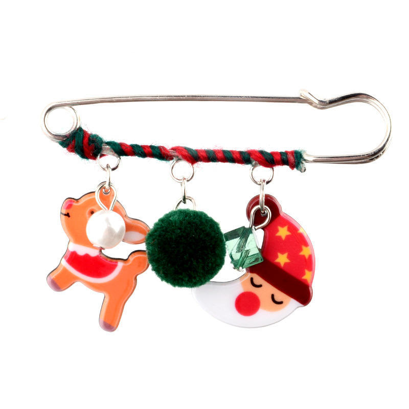 Christmas Series Cute Cartoon Pin Snowman Bell  Christmas Stocking Brooch