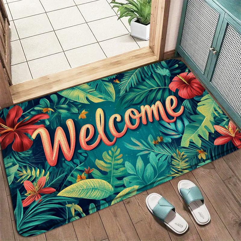 Welcome Doormat Vibrant Floral Pattern Non-Slip Rug for Indoor Outdoor High Traffic Areas Perfect for Valentine'S Day Spring Mat