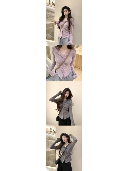 American Gentle Women's Knitted Sweater: Autumn Long-Sleeve Slimming Cardigan with Lapel Design