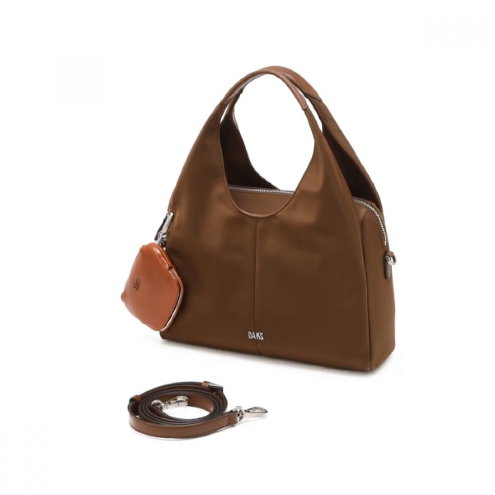 DakS Women S Cowhide Nylon Tote Bag Brown Dcba6f040w2