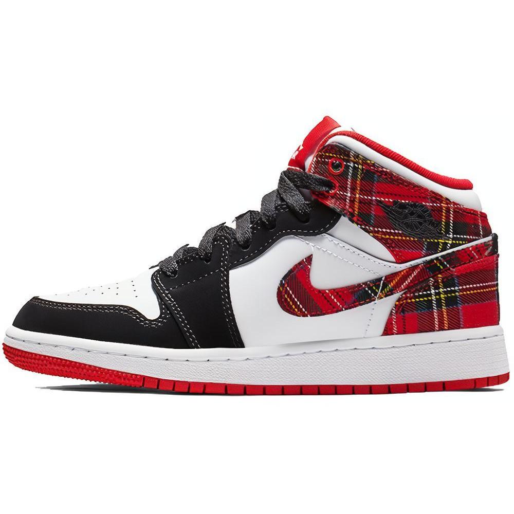 

Новые Air Jordan 1 Mid Белая клетка GS 554725-607 38.5