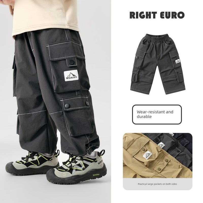 Boys' Outdoor Style Multi-Pocket Cargo Pants, 2026 New Spring and Autumn Collection for Children and Toddlers